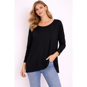 River + Sky Long Sleeve Tunic Top Size XL Scoop Neck Womens Black